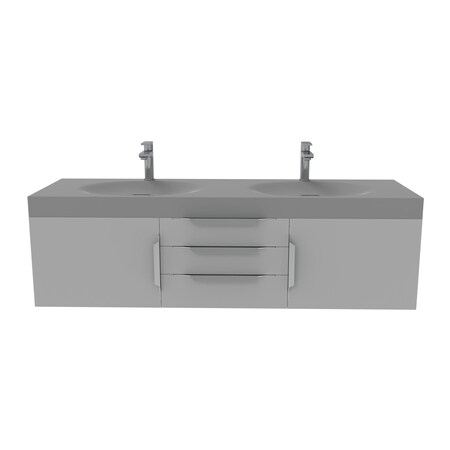 Castello Usa Thames 60-inch Gray Vanity Set with Gray Top and Brushed Nickel Handles CB-MC-60G-BN-20146-GR